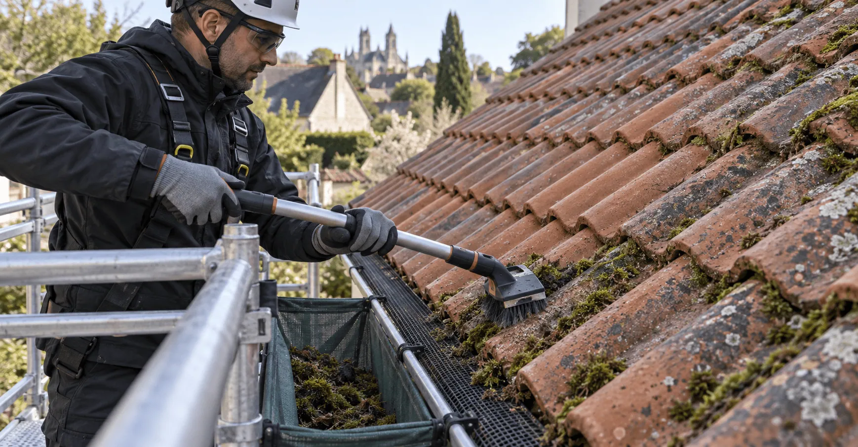 Nettoyage et démoussage professionnel d’une toiture