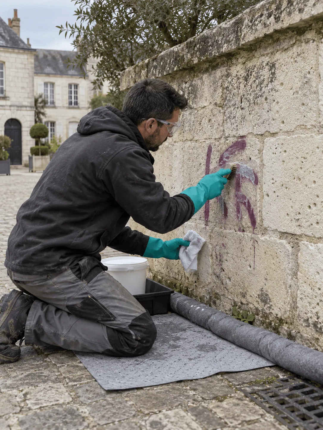 Traitement de graffitis sur une surface professionnelle