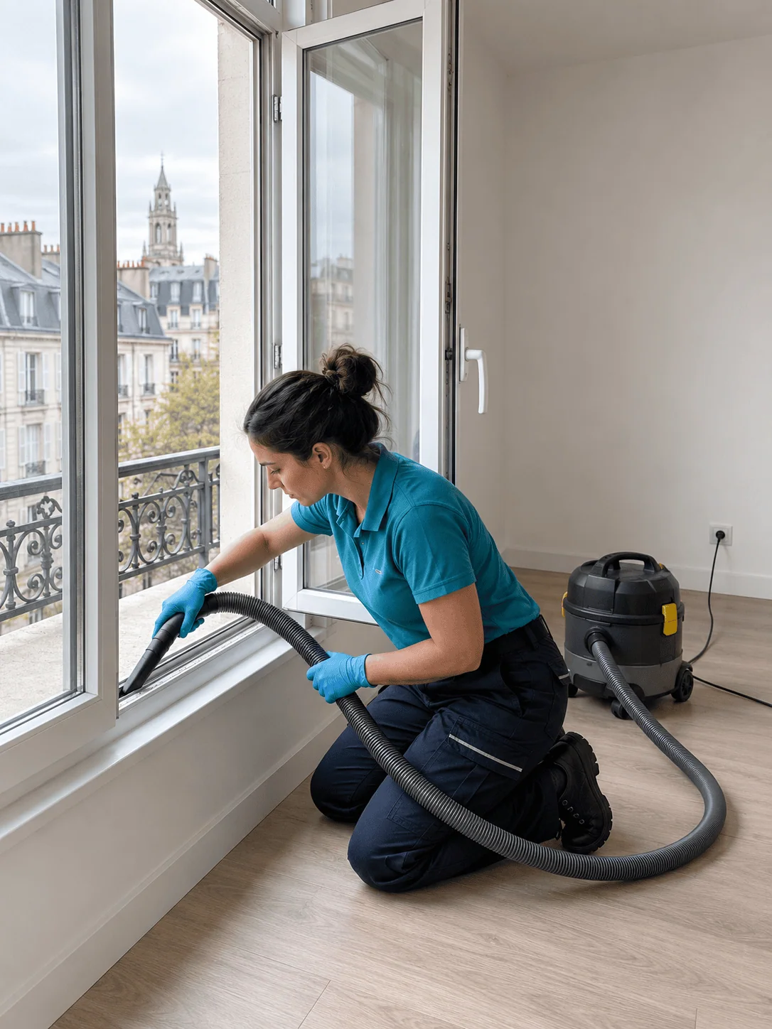 Nettoyage minutieux d’un placard vide avant remise des clés
