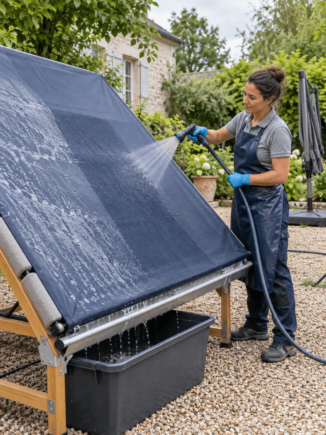 Toile extérieure entretenue après nettoyage