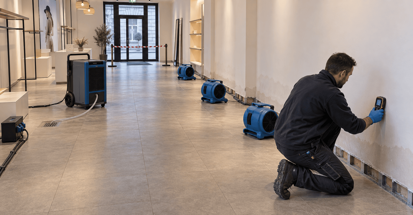 Nettoyage de locaux professionnels après un dégât des eaux